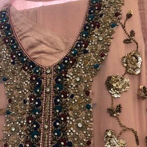 Pakistani (kurta )Chiffon suit 3 piece suit, tea pink